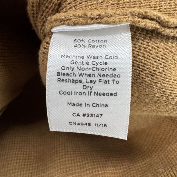 Talbots Sweater Womens M Beige Jacket Button Front Patch Pocket Collared Stretch - Picture 10 of 14